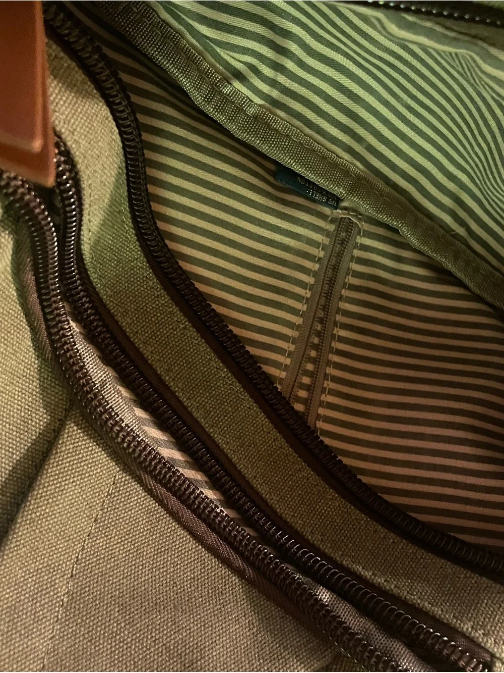Antik Kraft Olive Canvas Sling Backpack with Brown Accents